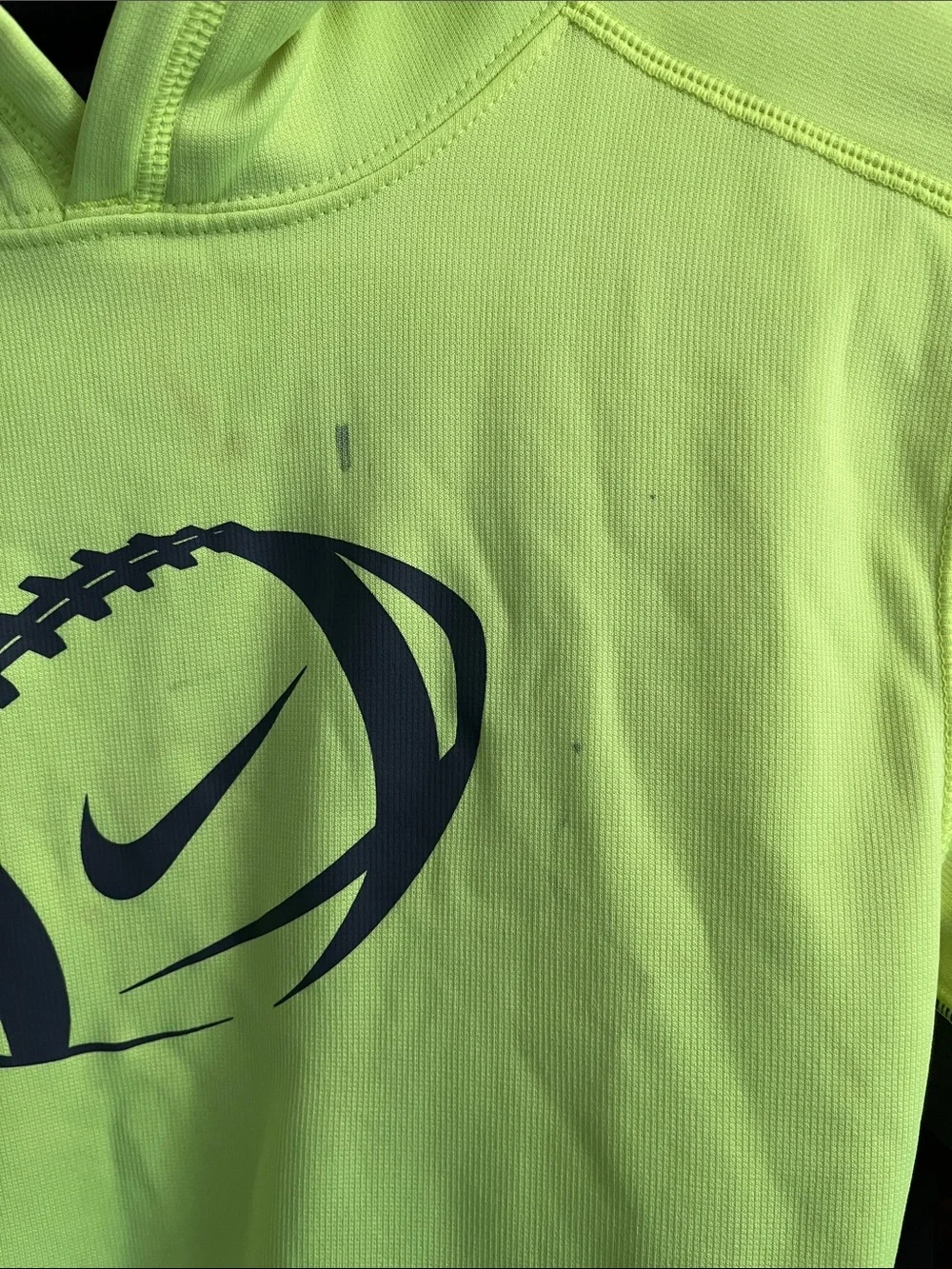 Nike Youth Neon Yellow & Black Football Pullover Hoodie